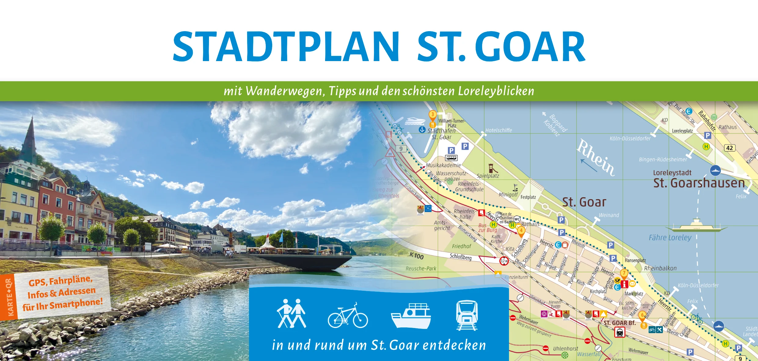 Wanderkarte Oberwesel - Loreley - St. Goar - St. Goarshasuen