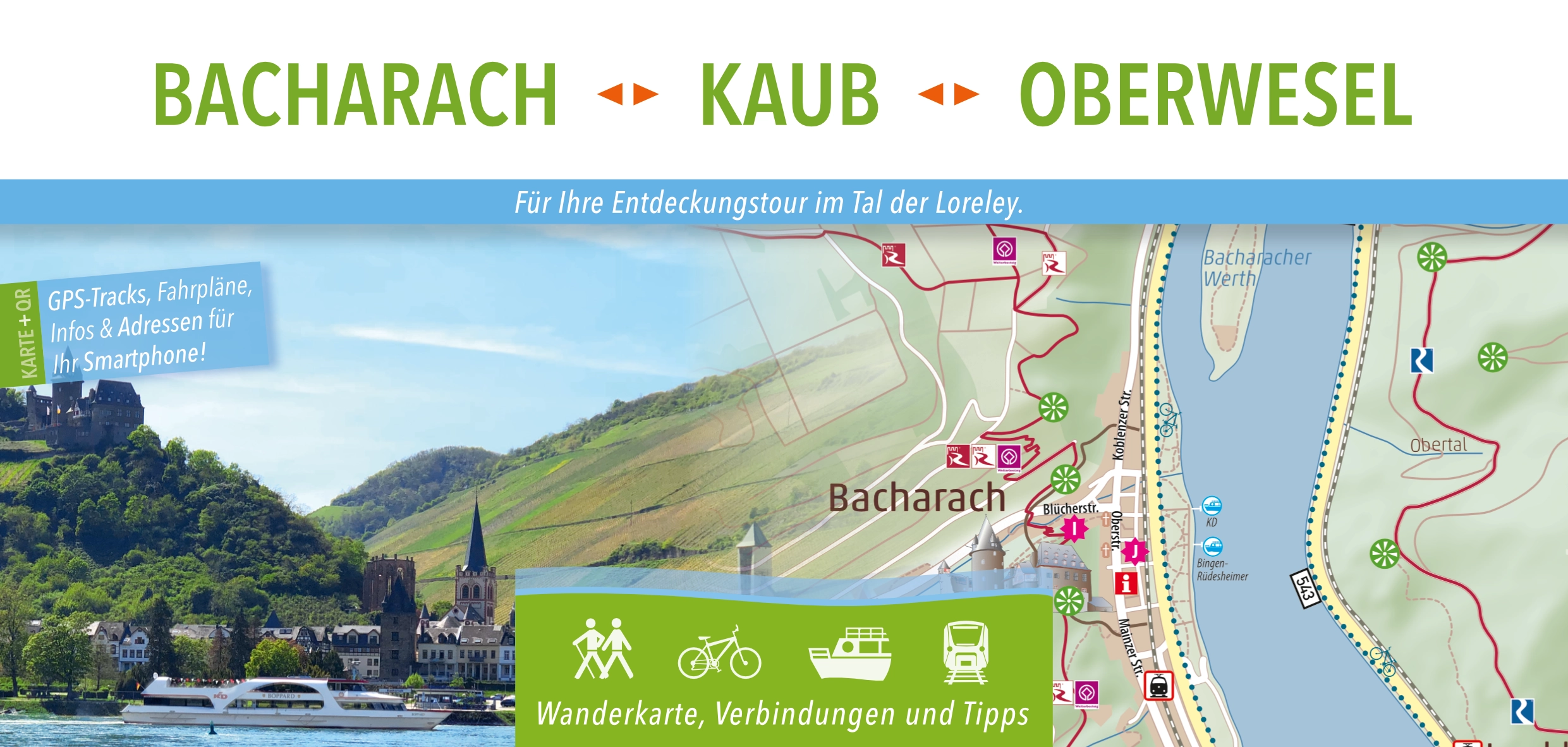 Wanderkarte Bacharach - Kaub - Oberwesel