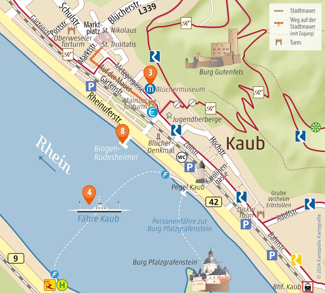 Stadtplan Kaub