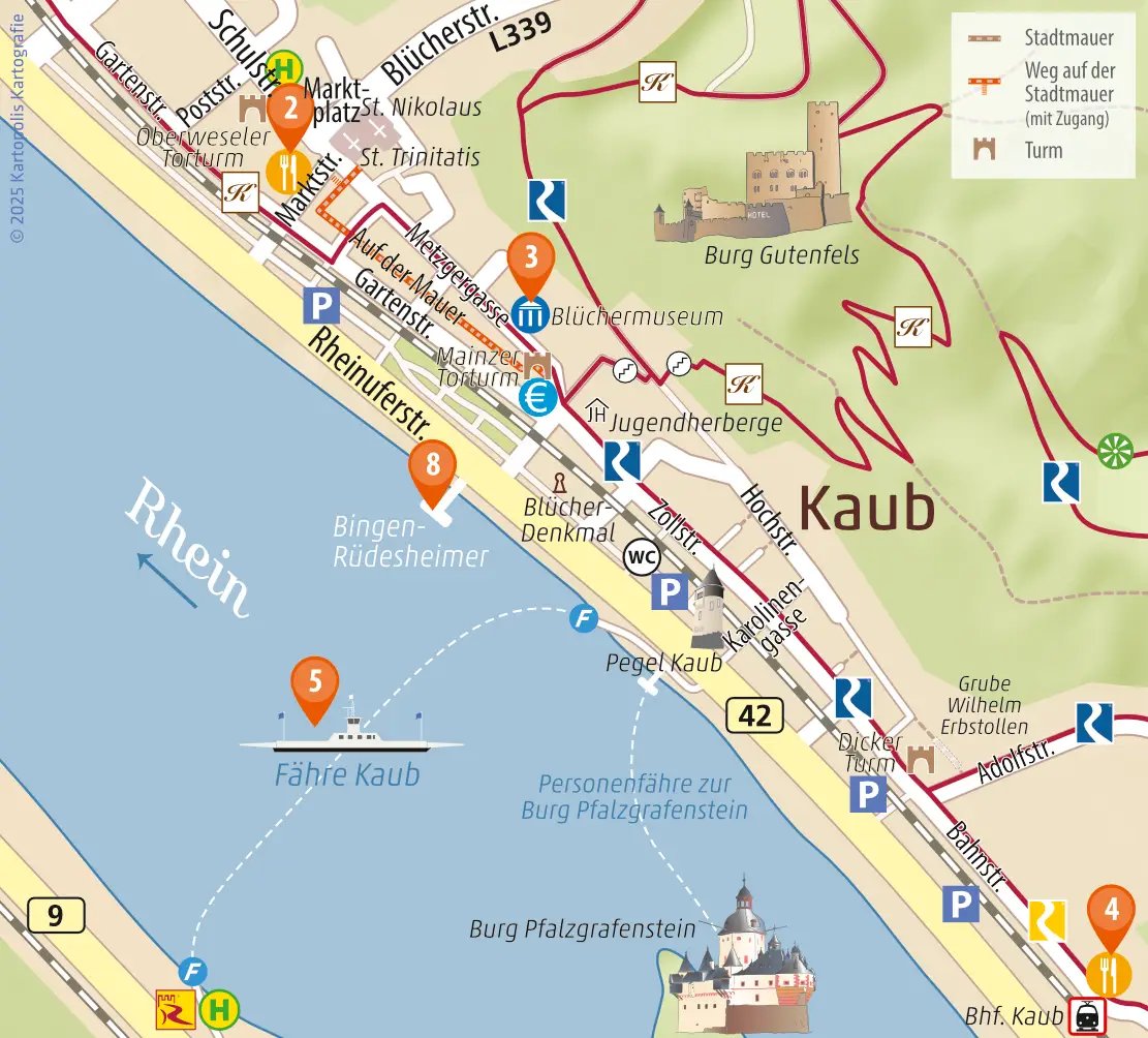 Stadtplan Kaub