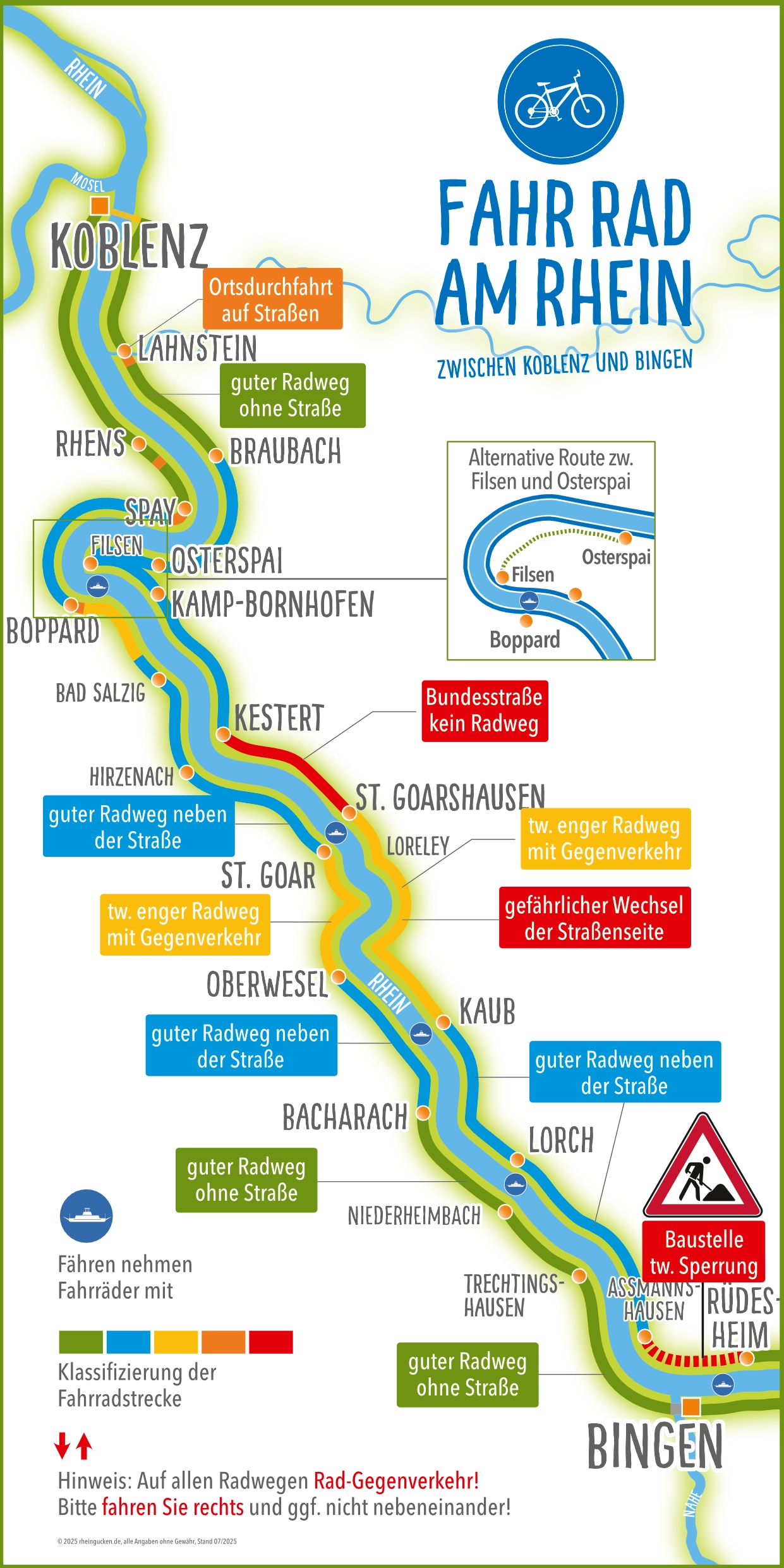 Fahrradwege am Rhein