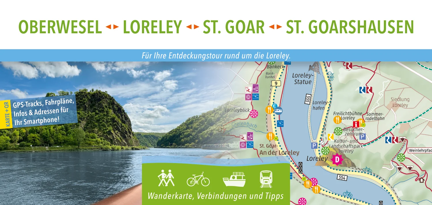 Wanderkarte Oberwesel - Loreley - St. Goar - St. Goarshasuen